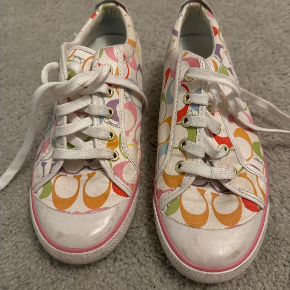 Coach White and Pink Sneakers with Playful Design